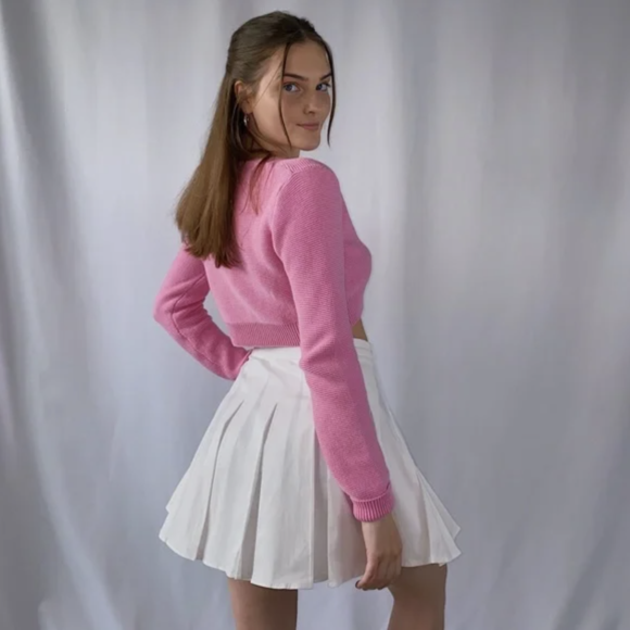 White Pleated Mini Skirts